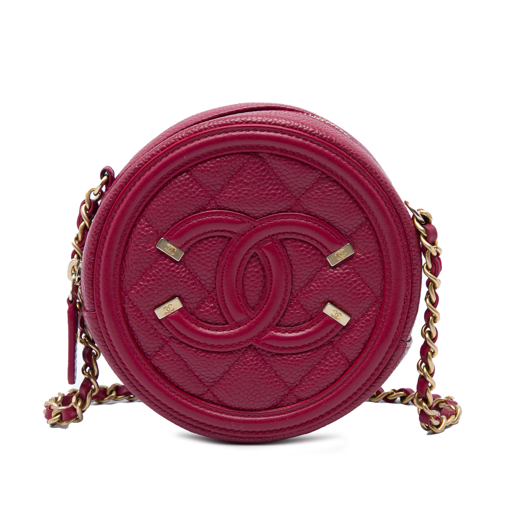 Pre-Loved Chanel Caviar CC Filigree Round Crossbody
